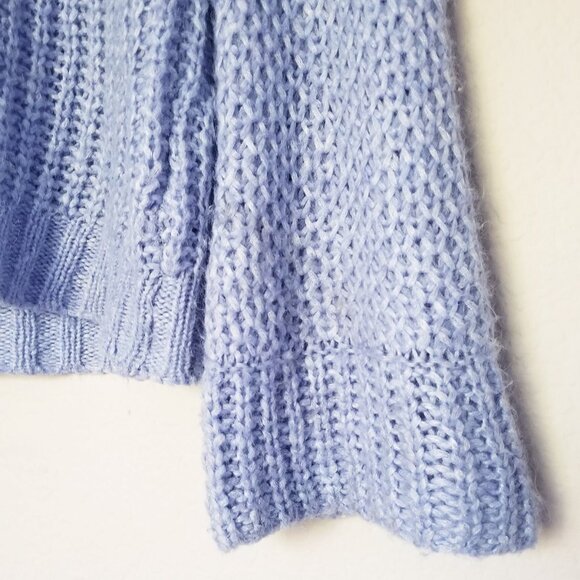 Anthropologie Moth Chunky Knit Mohair Wool Blend Sweater S Periwinkle Blue VNeck - Picture 12 of 16